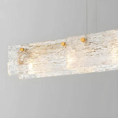 Rectangle Large Gold Glass Island Pendant Light Image - 9