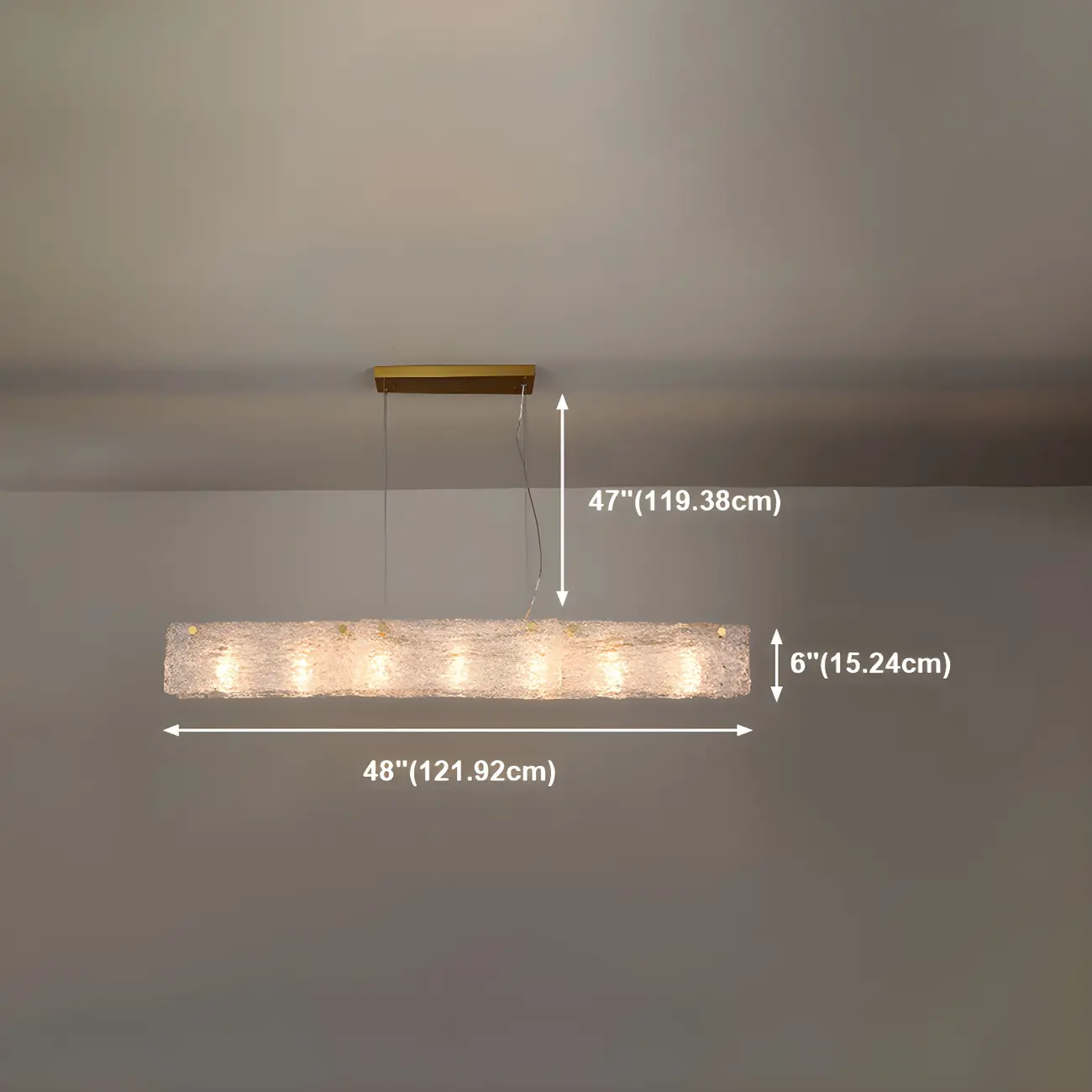 Rectangle Large Gold Glass Island Pendant Light Image - 14 | homeyfad