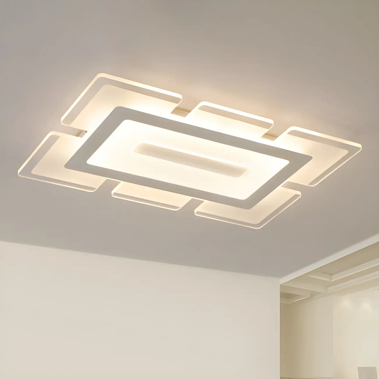 Modern White Acrylic Rectangular LED Flush Ceiling Light Image - 2 | homeyfad
