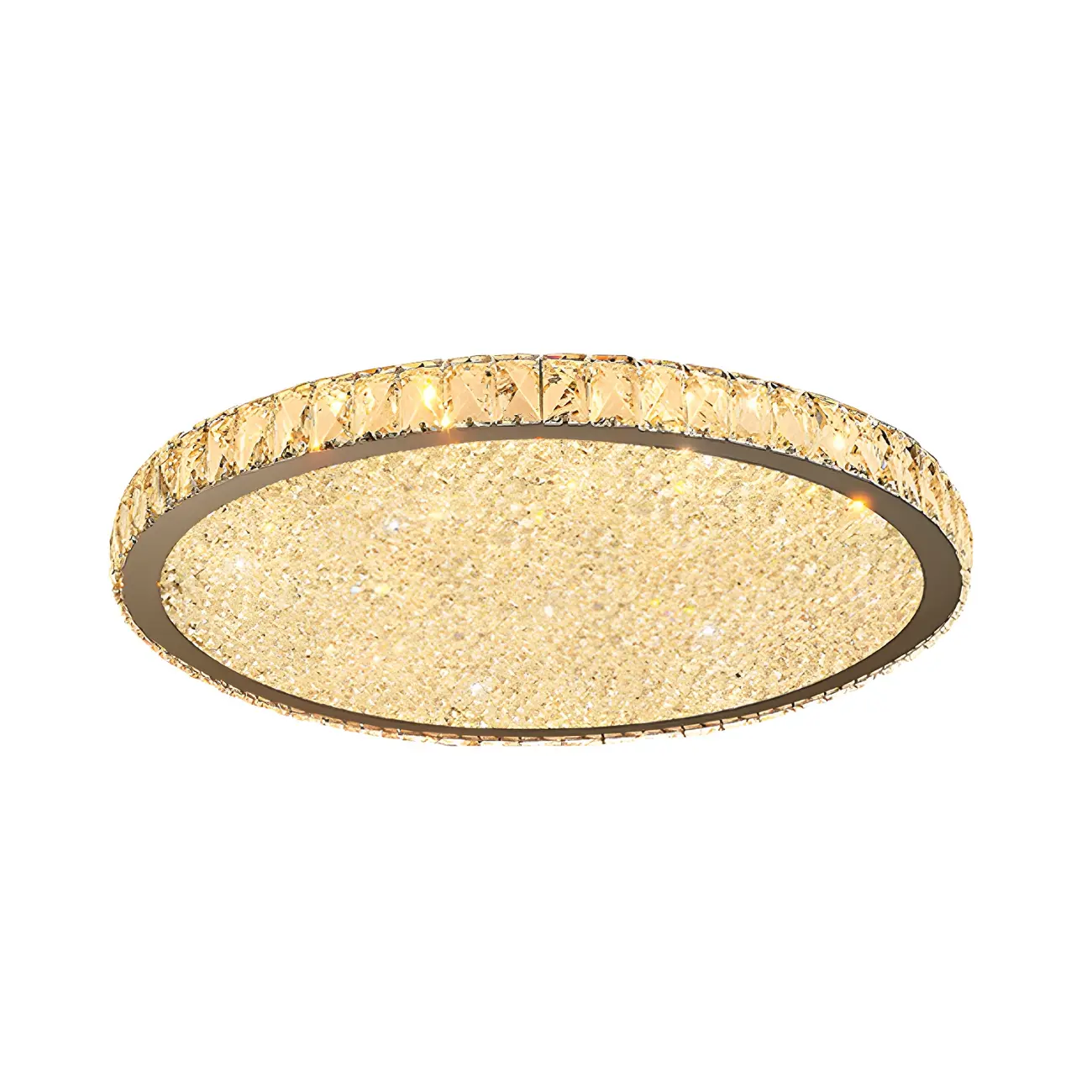 LED Gold Round Crystal Flush Mount Ceiling Light Image - 5 | homeyfad
