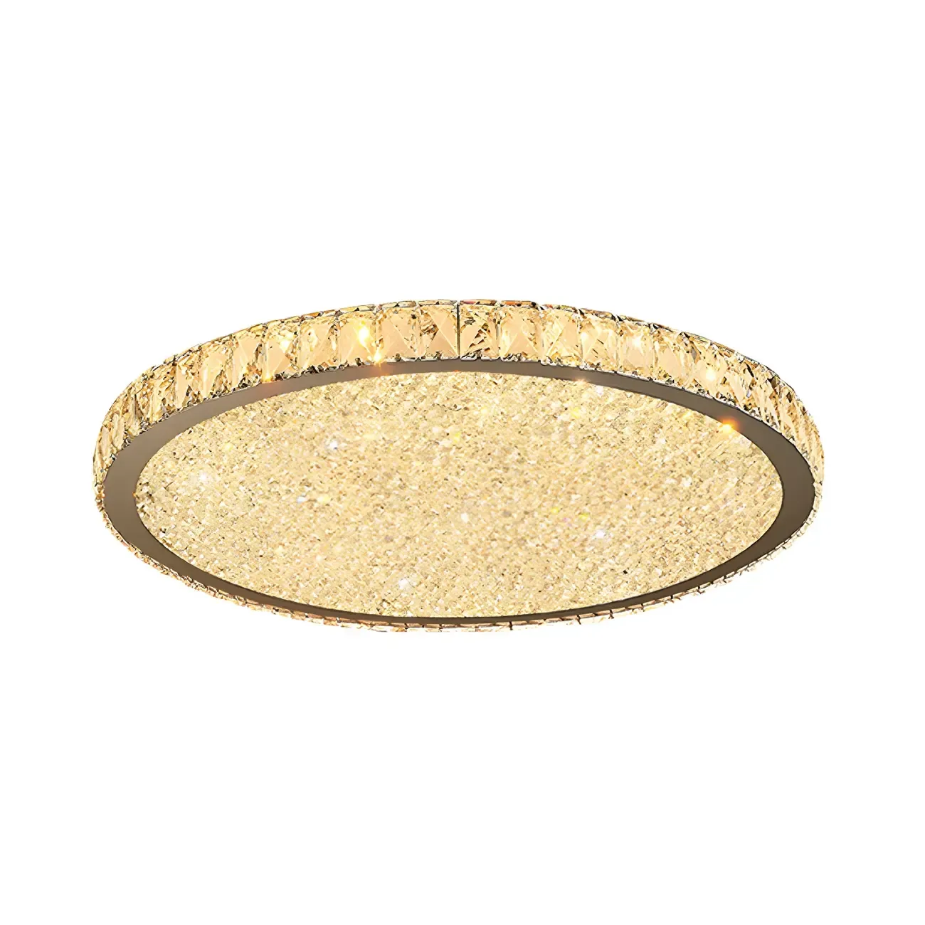 LED Gold Round Crystal Flush Mount Ceiling Light Image - 5