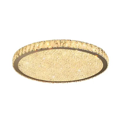 LED Gold Round Crystal Flush Mount Ceiling Light Image - 5
