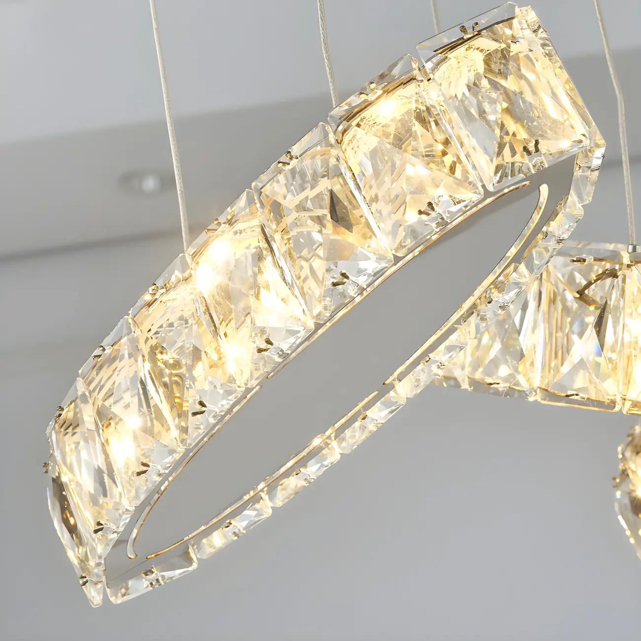 Modern Gold Crystal Linear Pendant Light for Kitchen Image - 6 | homeyfad