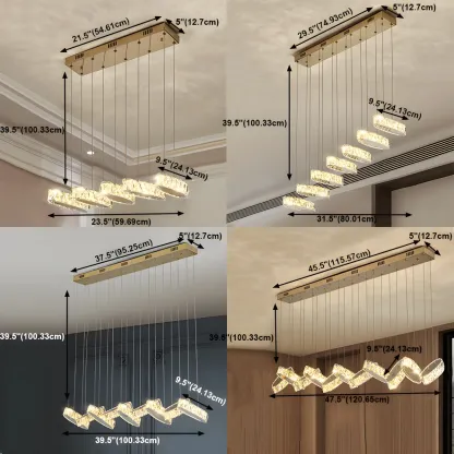 Modern Gold Crystal Linear Pendant Light for Kitchen Image - 7