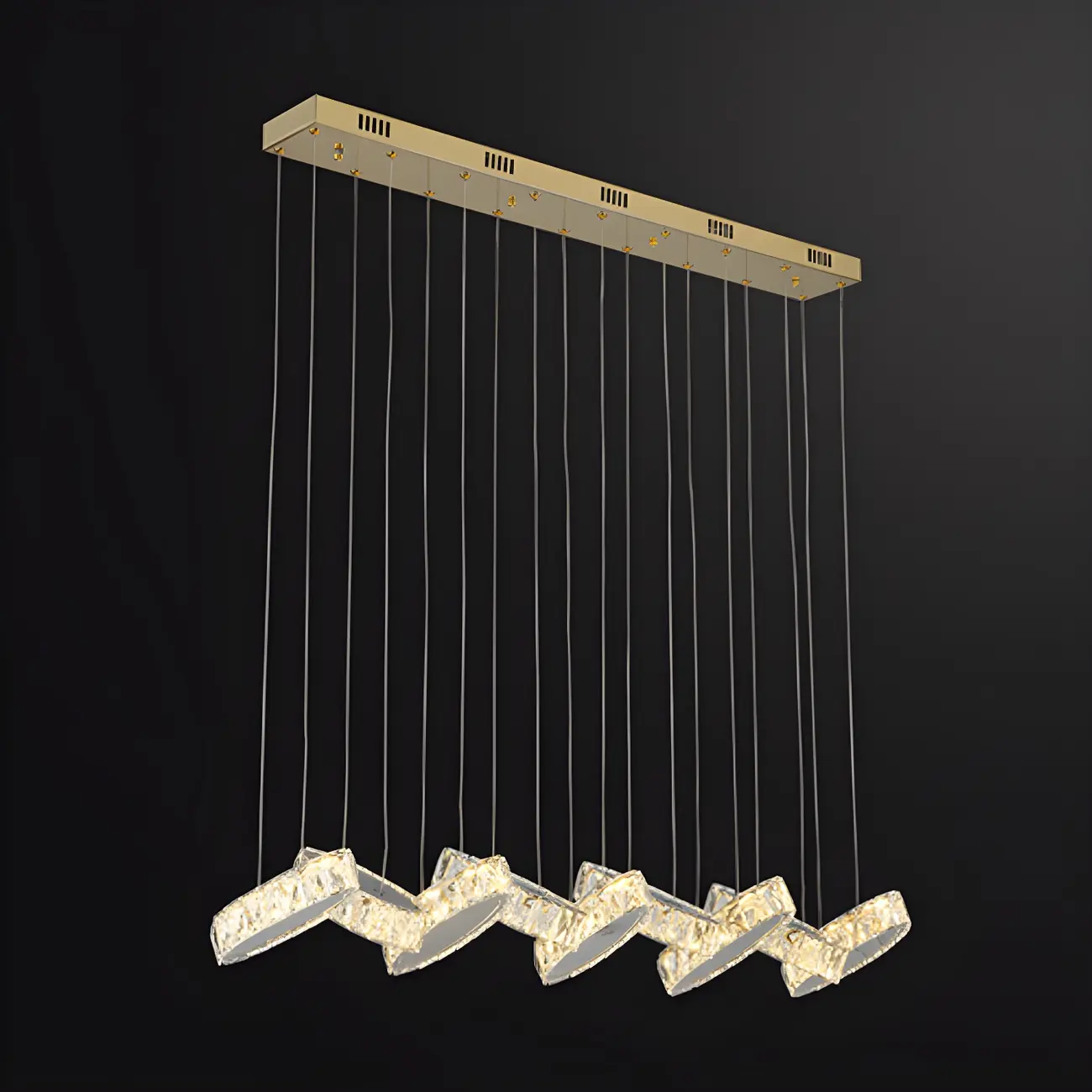 Modern Gold Crystal Linear Pendant Light for Kitchen Image - 10 | homeyfad