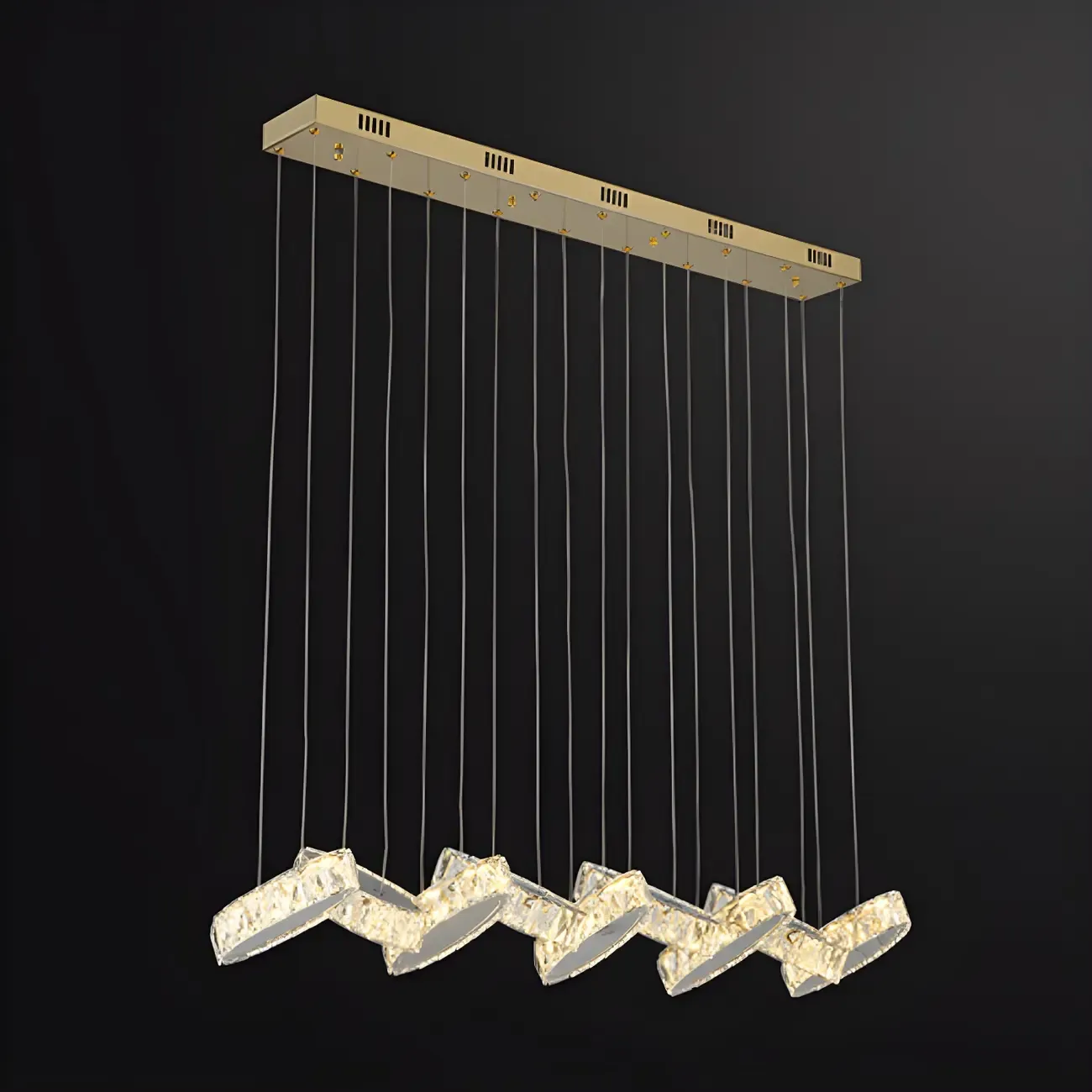 Modern Gold Crystal Linear Pendant Light for Kitchen Image - 10