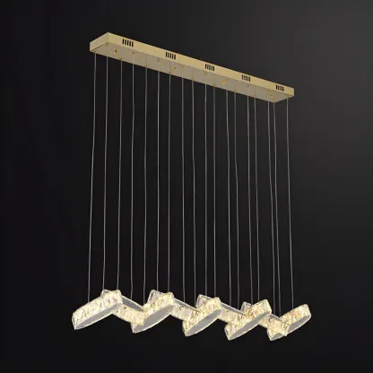 Modern Gold Crystal Linear Pendant Light for Kitchen Image - 10