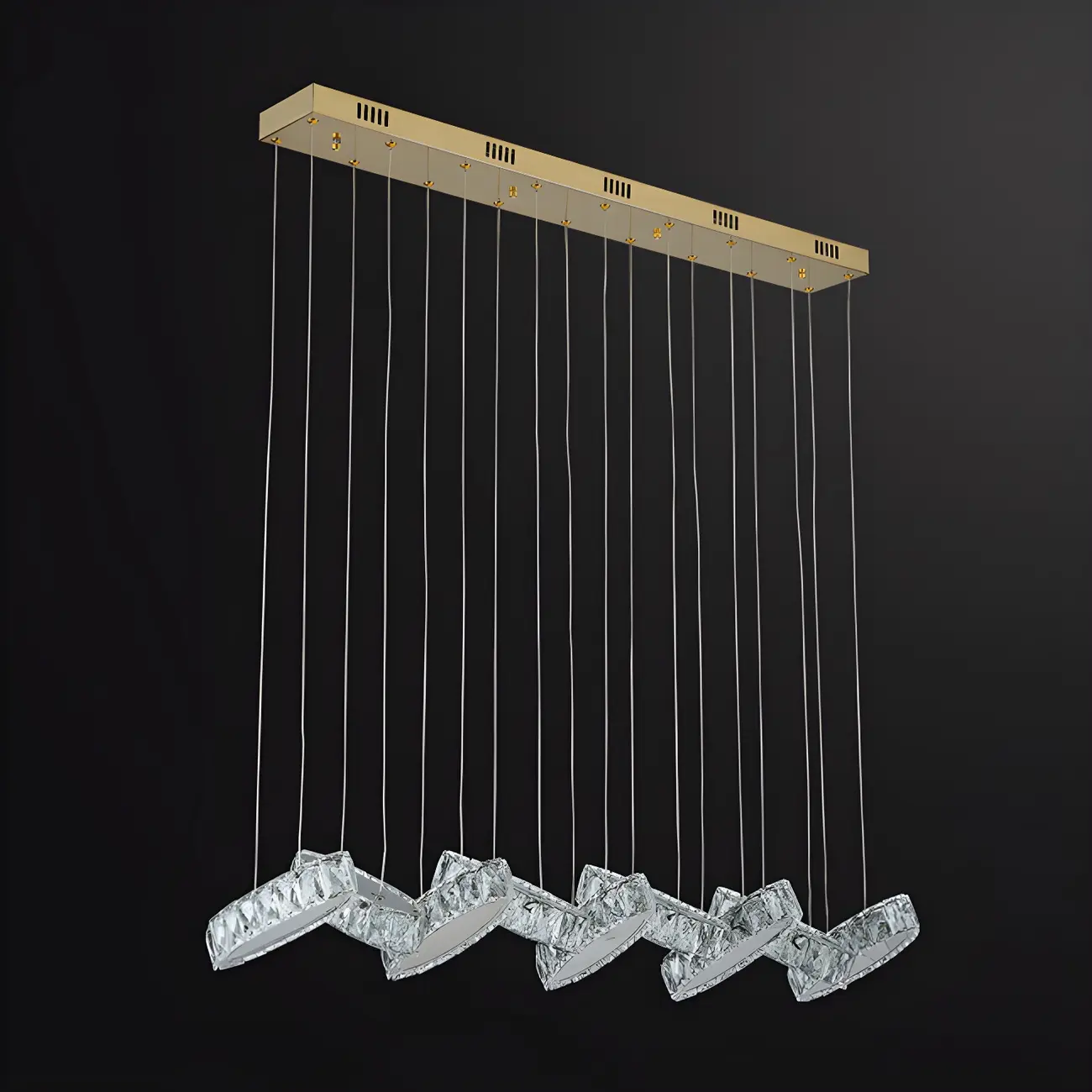 Modern Gold Crystal Linear Pendant Light for Kitchen Image - 11 | homeyfad