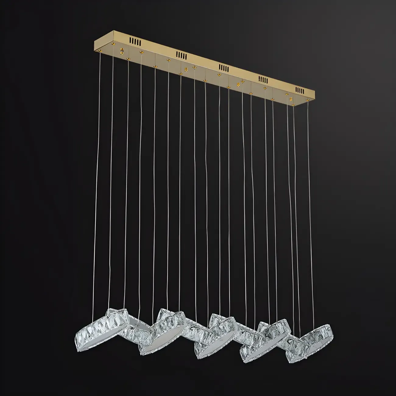 Modern Gold Crystal Linear Pendant Light for Kitchen Image - 11