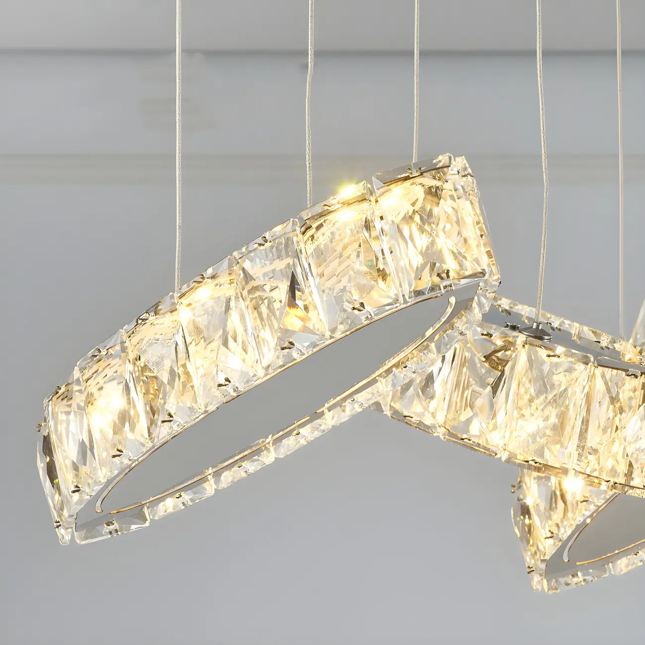Modern Gold Crystal Linear Pendant Light for Kitchen Image - 14 | homeyfad