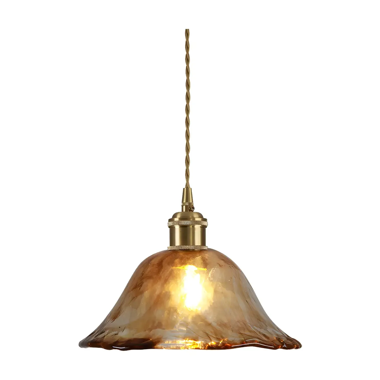 Adjustable Amber Glass Geometric Kitchen Pendant Lighting Image - 5