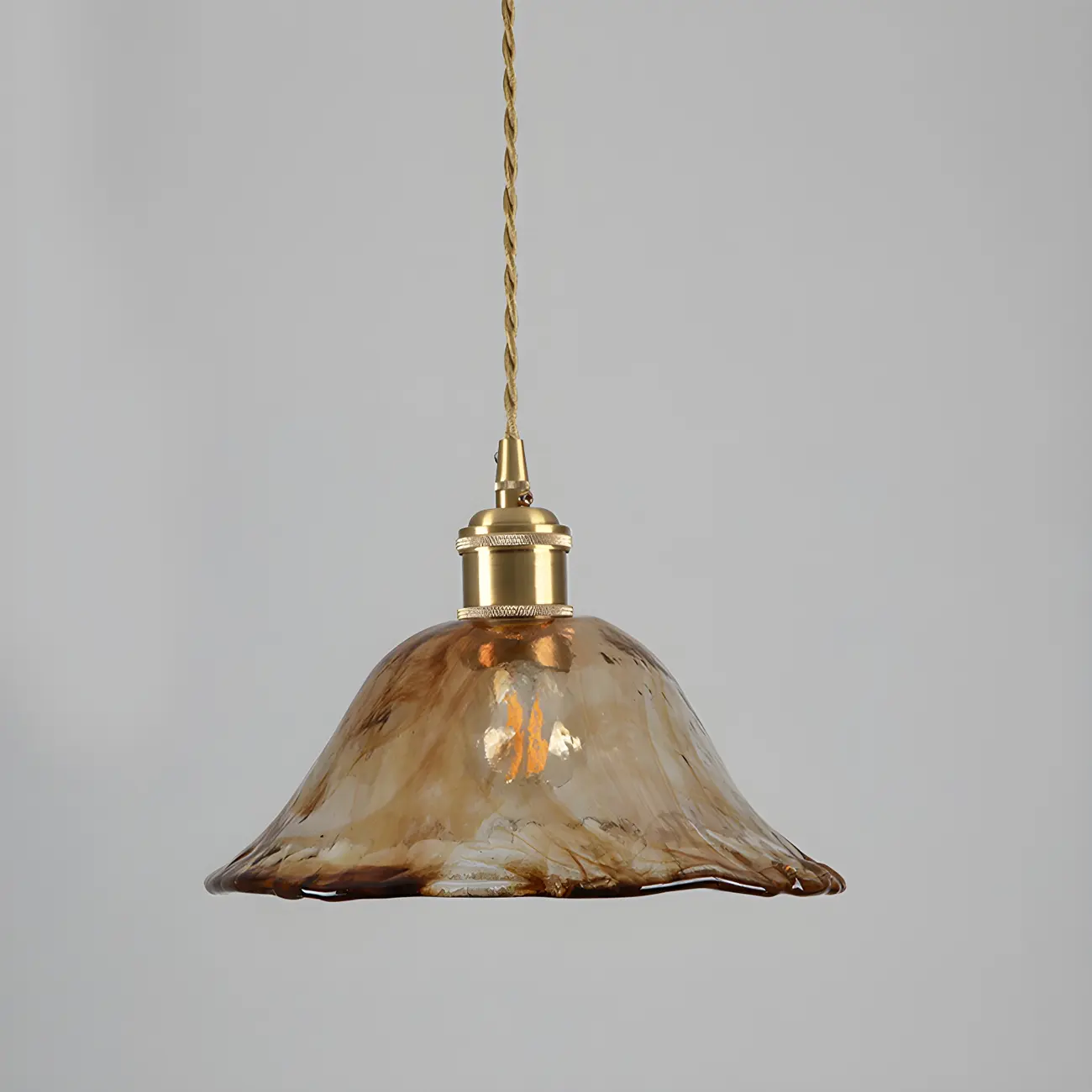 Adjustable Amber Glass Geometric Kitchen Pendant Lighting Image - 9 | homeyfad