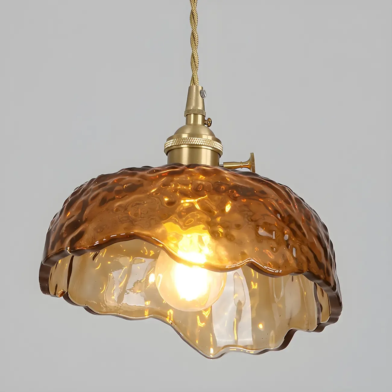 Adjustable Amber Glass Geometric Kitchen Pendant Lighting Image - 11