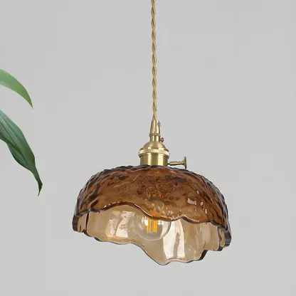 Adjustable Amber Glass Geometric Kitchen Pendant Lighting Image - 14