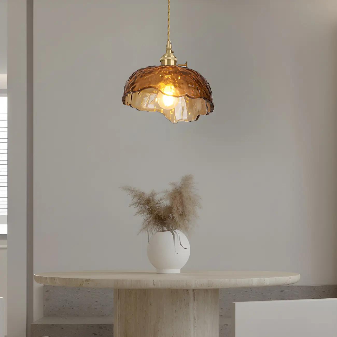 Adjustable Amber Glass Geometric Kitchen Pendant Lighting Image - 15 | homeyfad