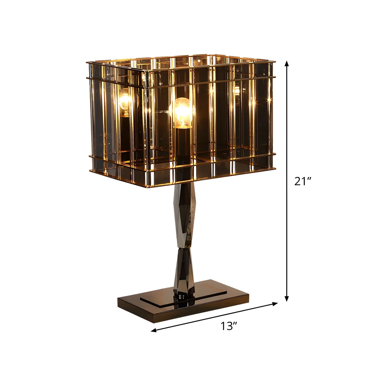 Crystal Rectangular LED Night Table Lamp Image - 4 | homeyfad