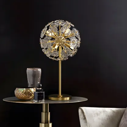 Modern Luxury Gold Flower Shape Crystal Table Lamp Image - 1