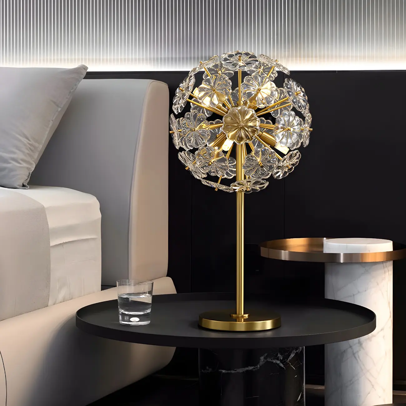 Modern Luxury Gold Flower Shape Crystal Table Lamp Image - 2 | homeyfad