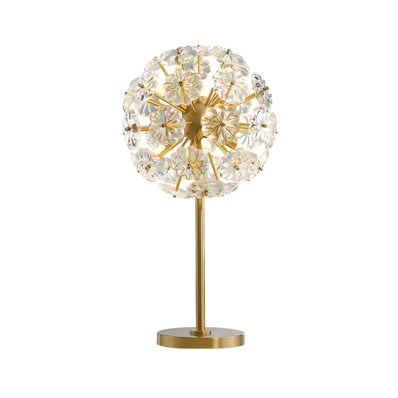 Modern Luxury Gold Flower Shape Crystal Table Lamp Image - 3