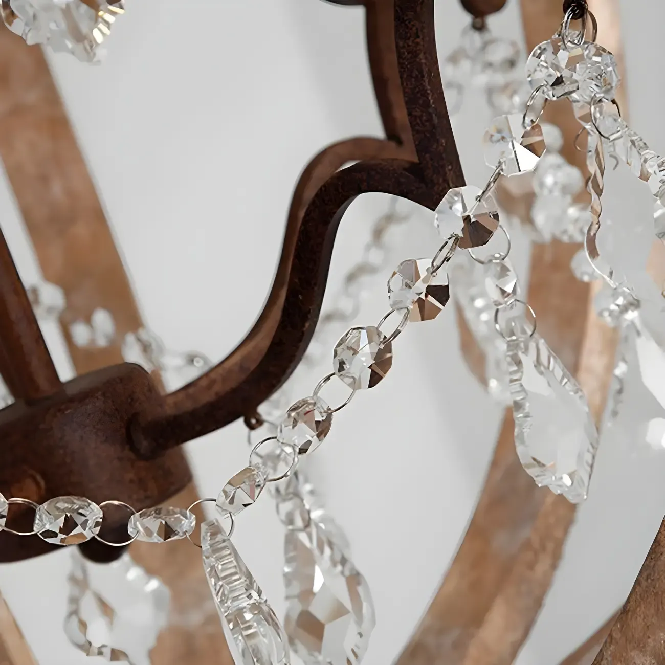 Rustic Wooden 3-Light Orb Candelabra with Crystal Deco Image - 12