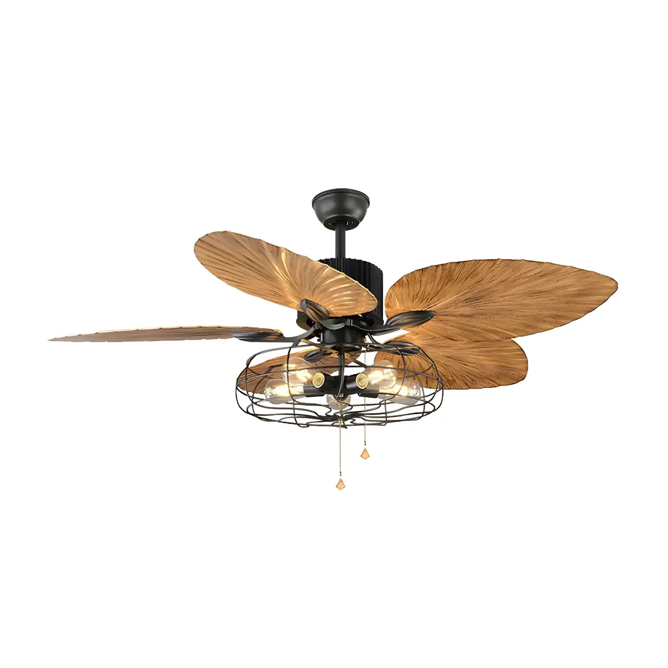 Industrial Black Indoor Ceiling Fan with Light for Living Room