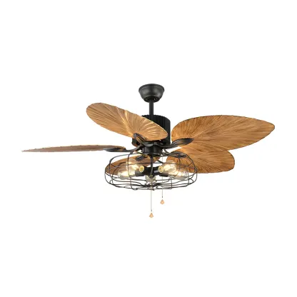 Industrial Black Indoor Ceiling Fan with Light for Living Room