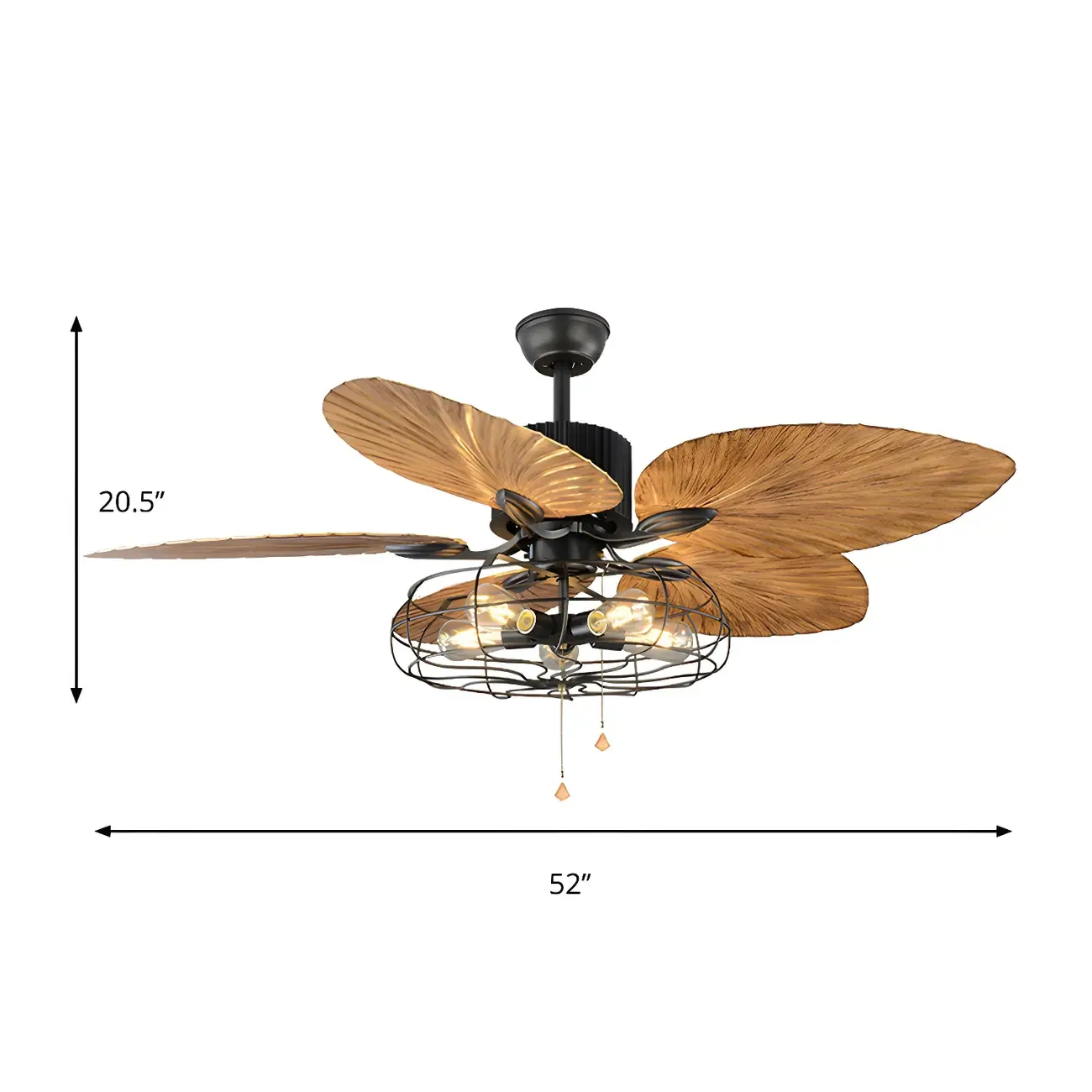 Industrial Black Indoor Ceiling Fan with Light for Living Room