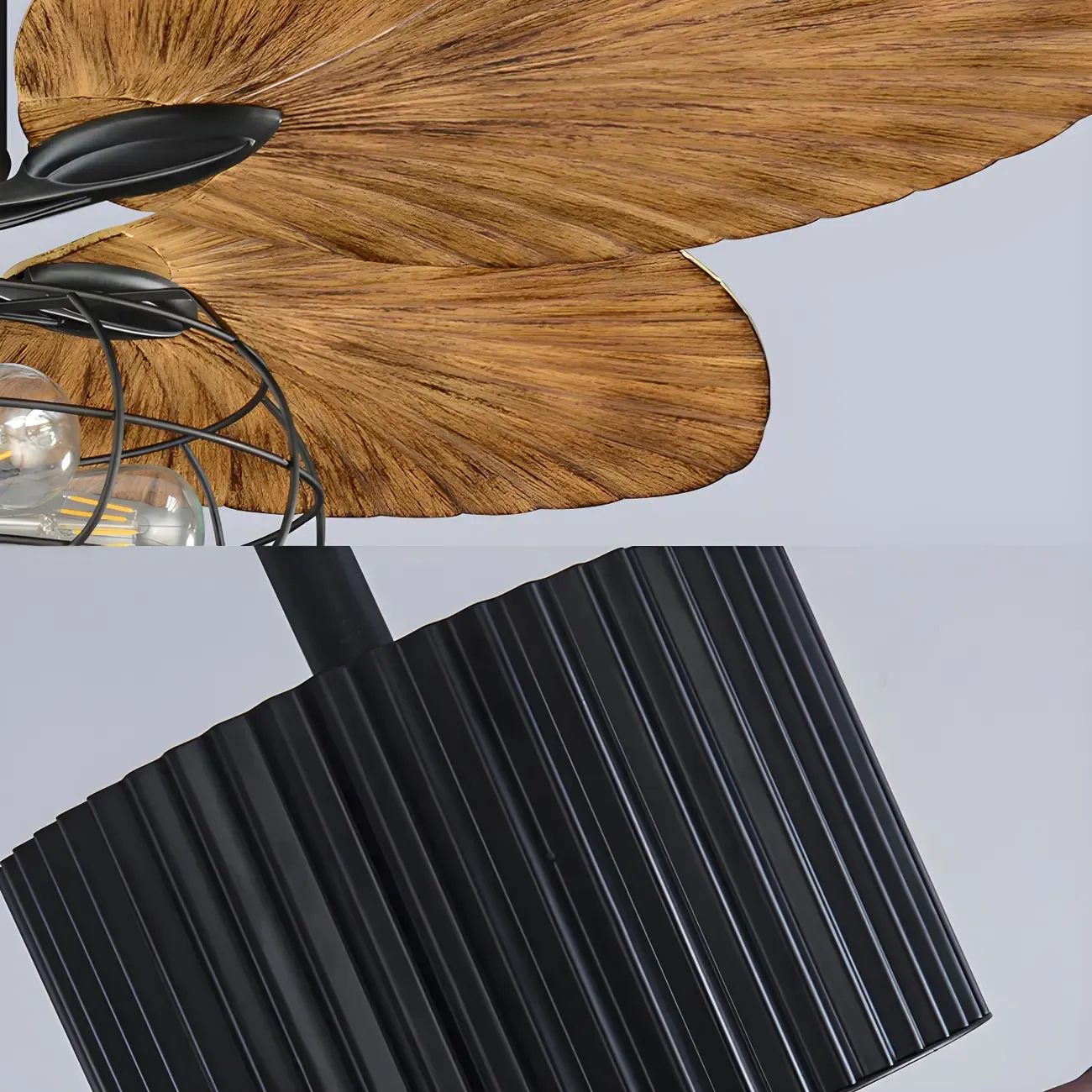 Industrial Black Indoor Ceiling Fan with Light for Living Room