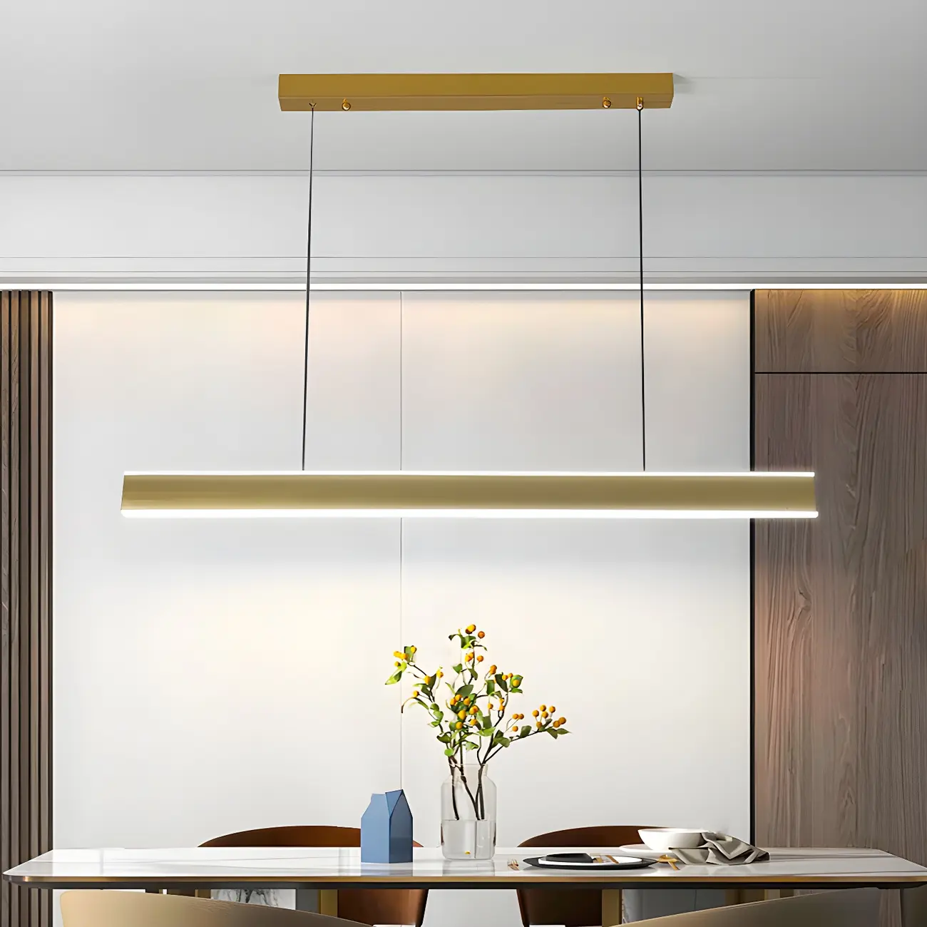 Simple Metal Linear LED Pendant Light for Kitchen Image - 7 | homeyfad