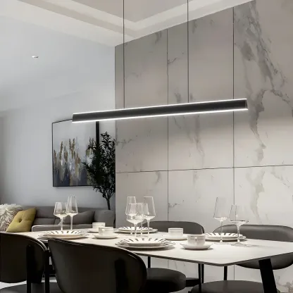 Simple Metal Linear LED Pendant Light for Kitchen Image - 3