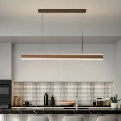 Simple Metal Linear LED Pendant Light for Kitchen Image - 5