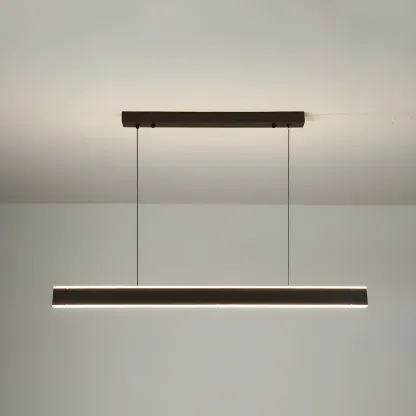 Simple Metal Linear LED Pendant Light for Kitchen Image - 4