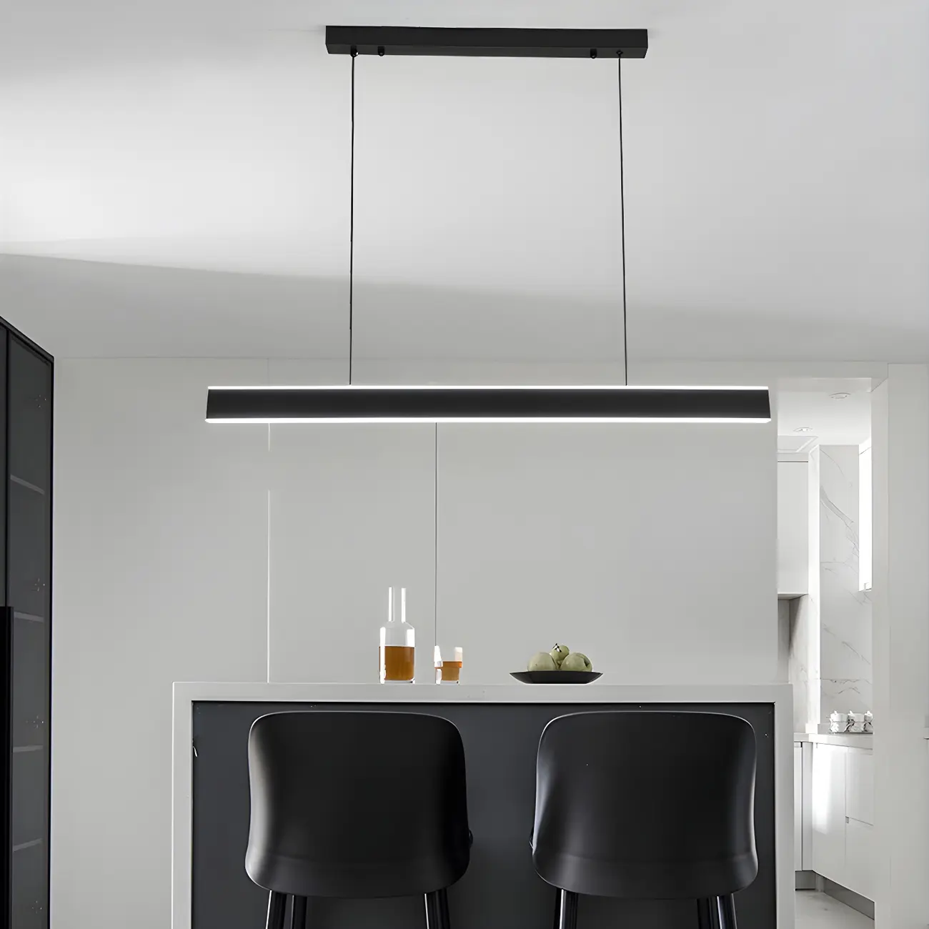 Simple Metal Linear LED Pendant Light for Kitchen Image - 14 | homeyfad