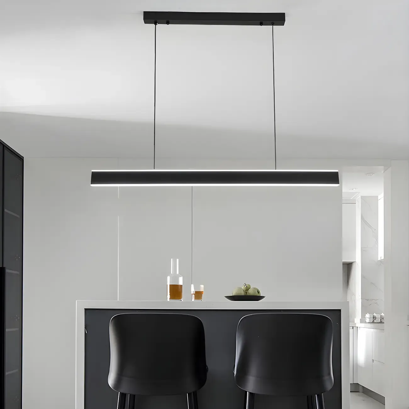 Simple Metal Linear LED Pendant Light for Kitchen Image - 14