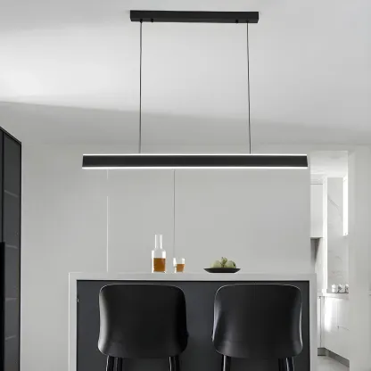 Simple Metal Linear LED Pendant Light for Kitchen Image - 14