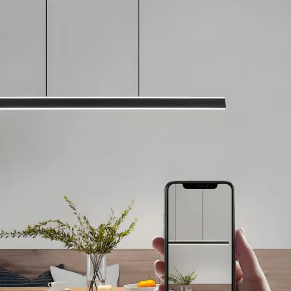 Simple Metal Linear LED Pendant Light for Kitchen Image - 15