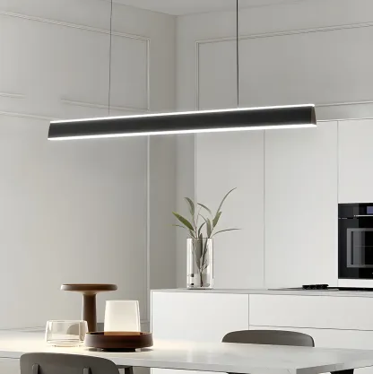 Simple Metal Linear LED Pendant Light for Kitchen Image - 16