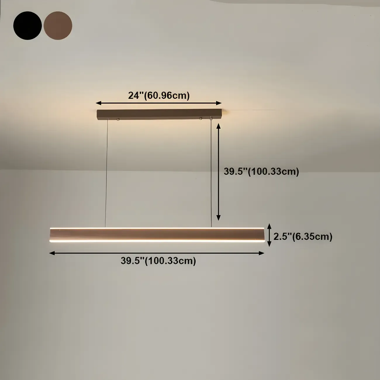 Simple Metal Linear LED Pendant Light for Kitchen #size