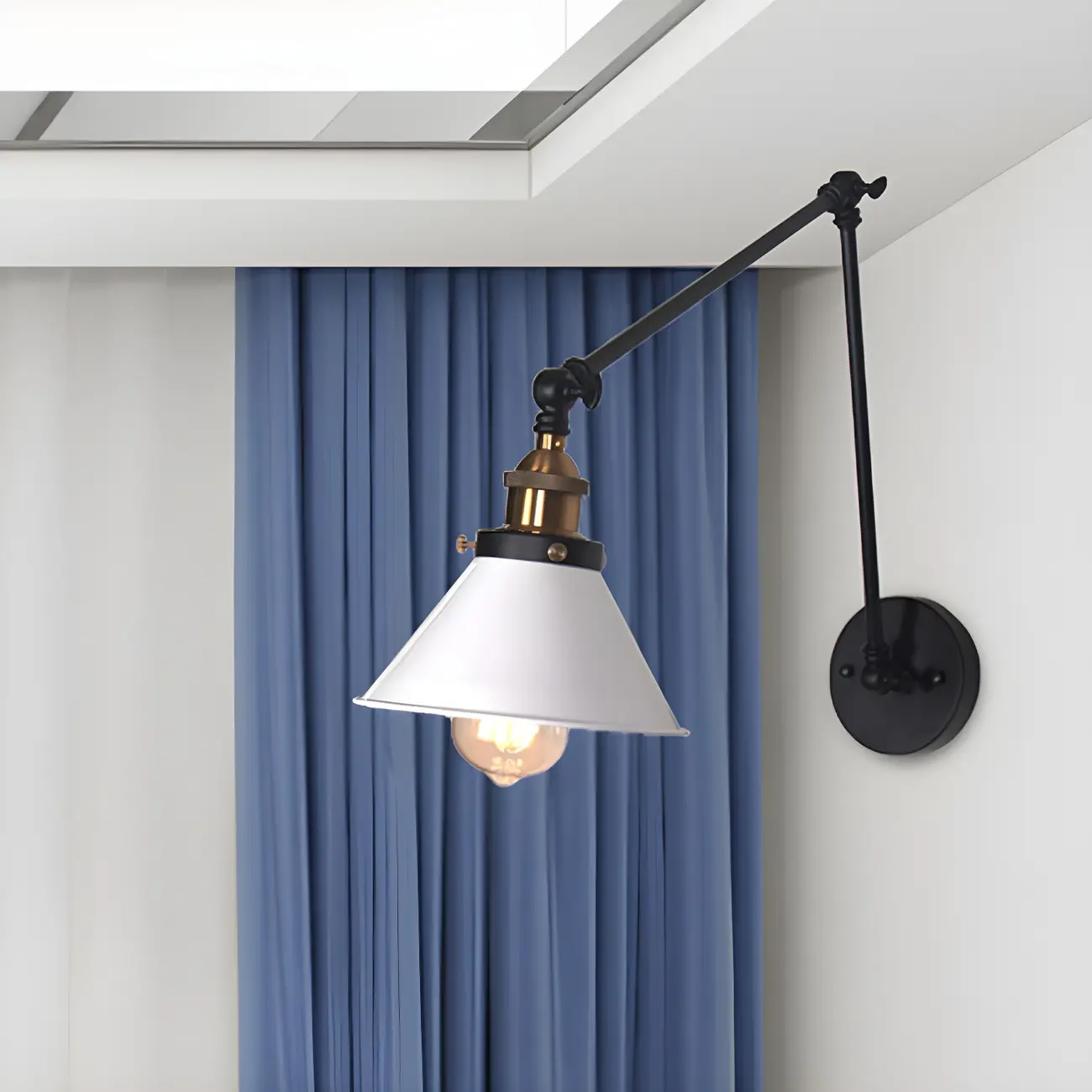 Cone Shade Metal Retro Swing Arm Wall Light Image - 4 | homeyfad