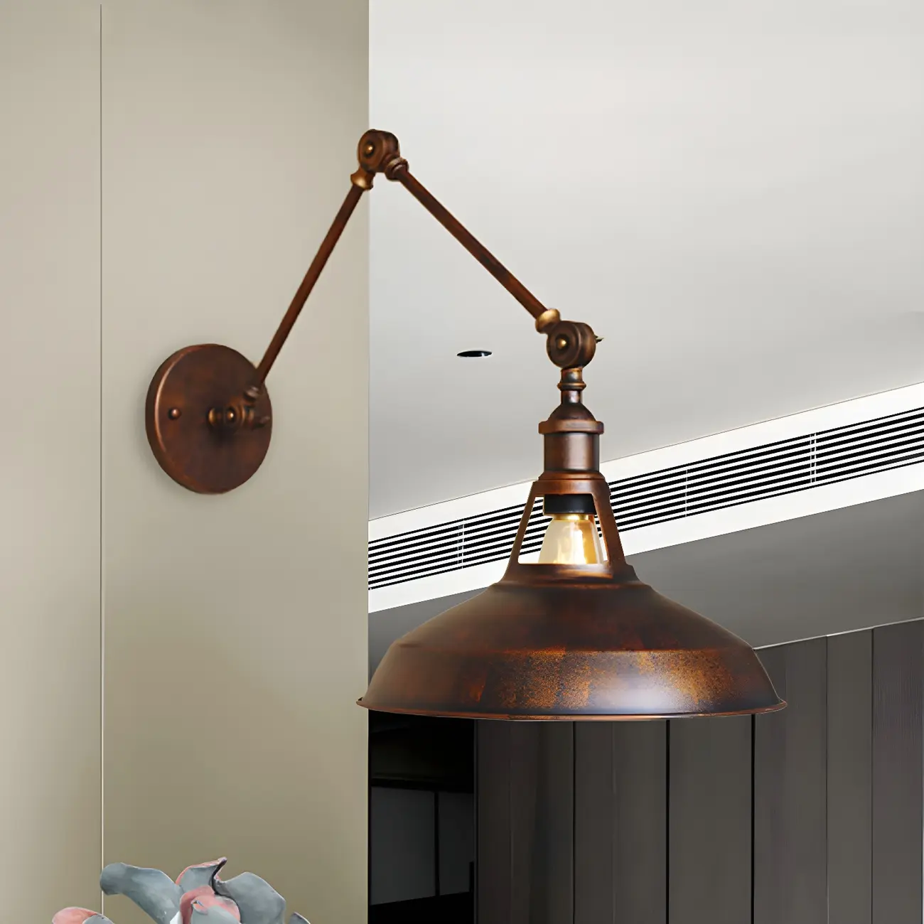 Industrial Barn Shade Adjustable Swing Arm Wall Light Image - 8 | homeyfad
