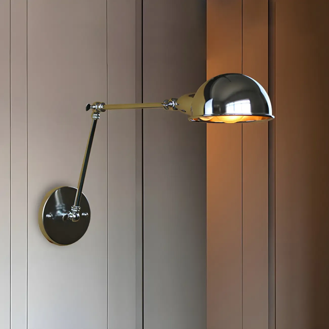 Retro Dome Metal Swing Arm Wall Light Image - 4