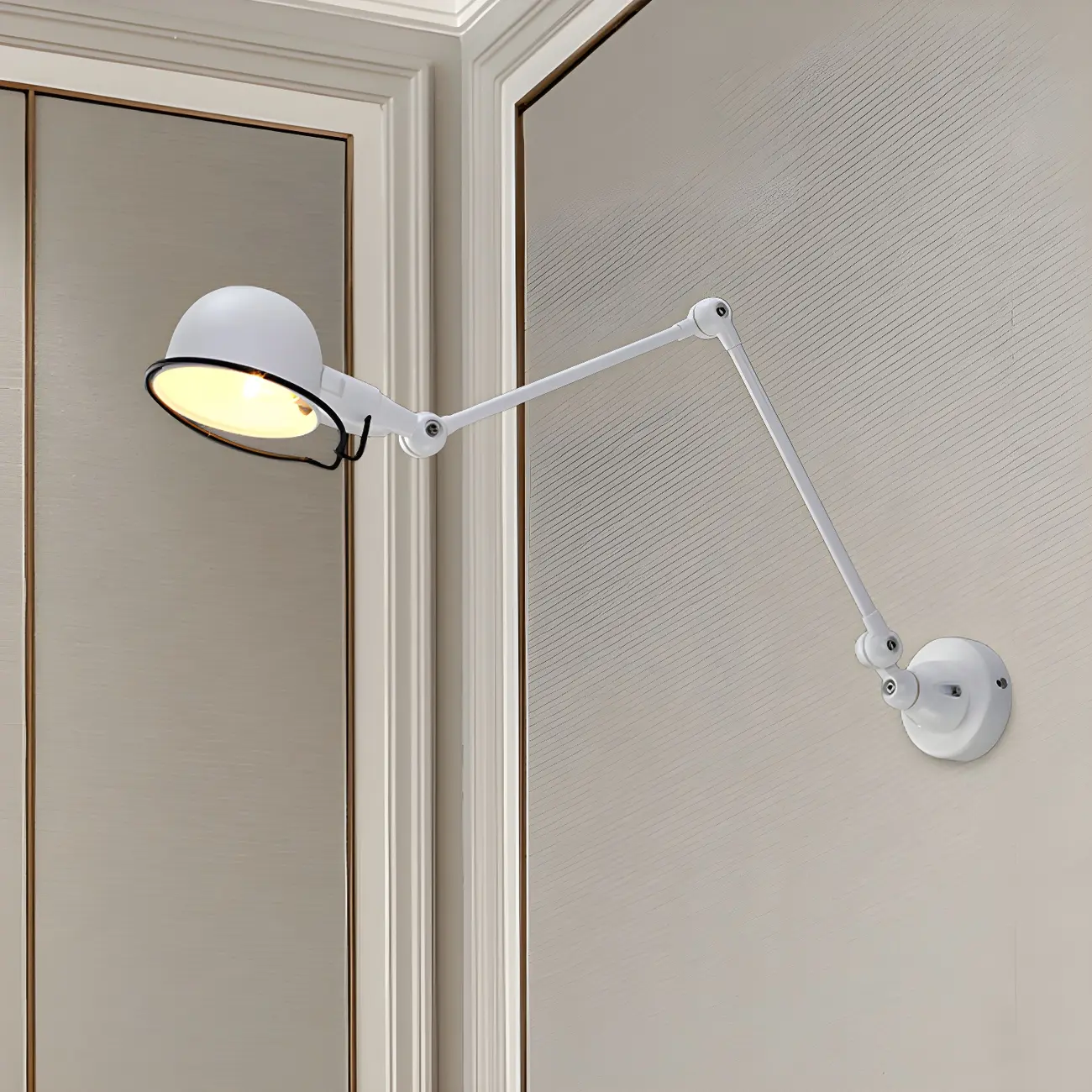 Industrial Metal Swing Arm Bowl Shade Wall Light Image - 4 | homeyfad