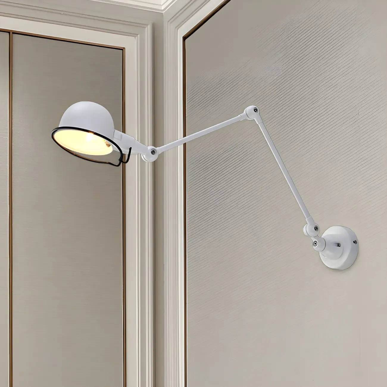 Industrial Metal Swing Arm Bowl Shade Wall Light Image - 4