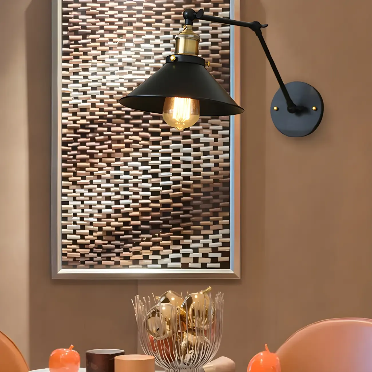 Retro Metal Matte Black Cone Swing Arm Wall Light Image - 2