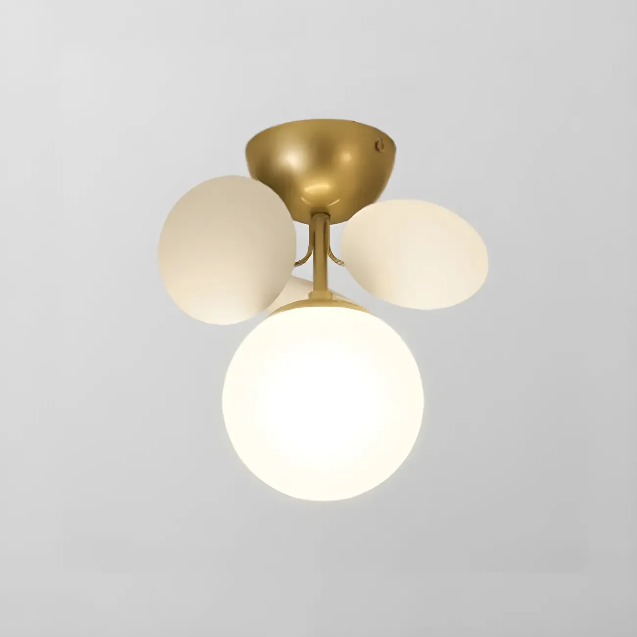 Modern Bedroom Glass Ball Semi Flush Mount Ceiling Light Image - 7