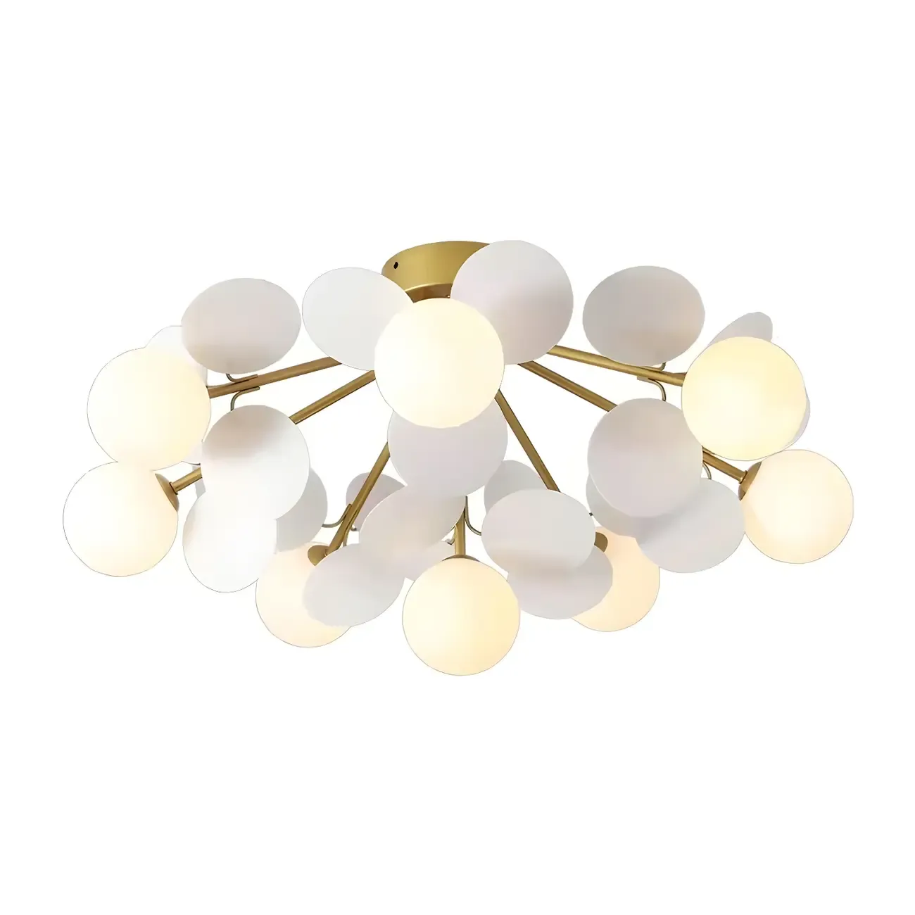 Modern Bedroom Glass Ball Semi Flush Mount Ceiling Light Image - 11