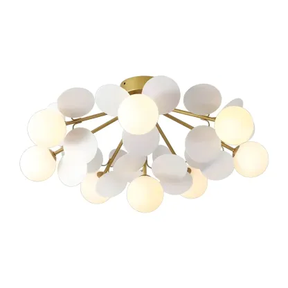 Modern Bedroom Glass Ball Semi Flush Mount Ceiling Light Image - 11