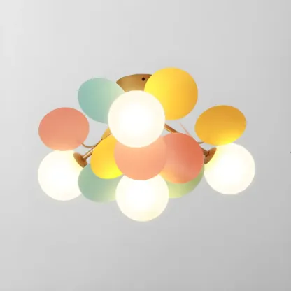 Modern Bedroom Glass Ball Semi Flush Mount Ceiling Light Image - 13