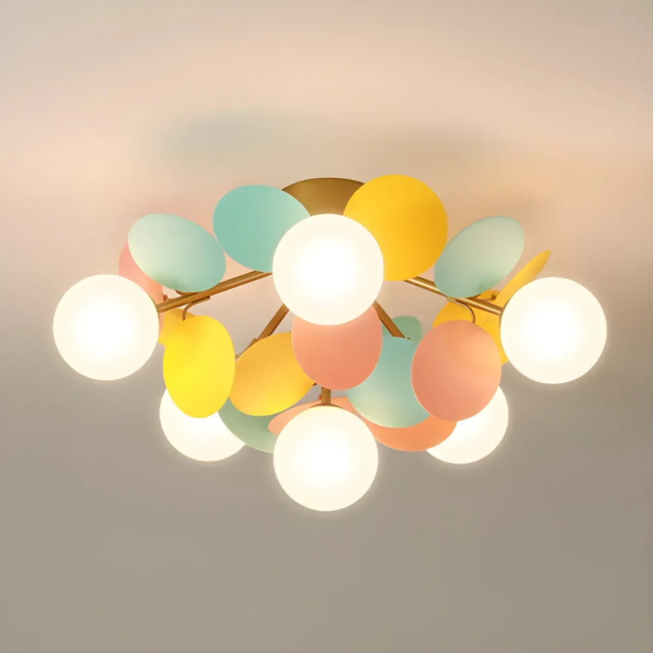 Modern Bedroom Glass Ball Semi Flush Mount Ceiling Light Image - 1