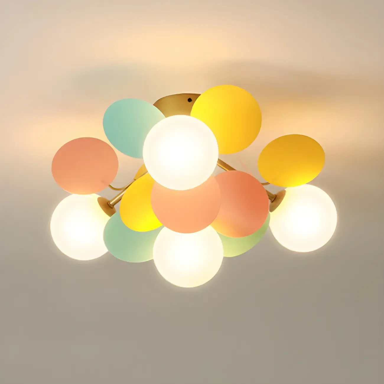 Modern Bedroom Glass Ball Semi Flush Mount Ceiling Light Image - 16